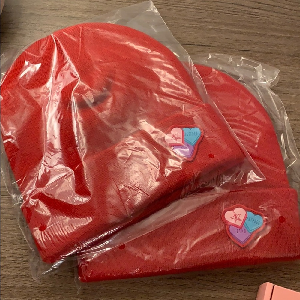 Jeffree Star cosmetics red beanies